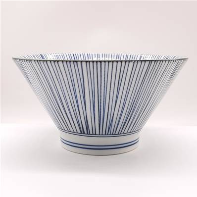 Bol ramen japonais conique à rayures bleues Ø 16 cm