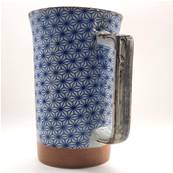 Mug GM japonais bleu et blanc motif Asanoha 60cl 14cm