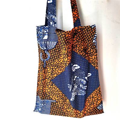 Tote bag wax orange motifs oiseaux