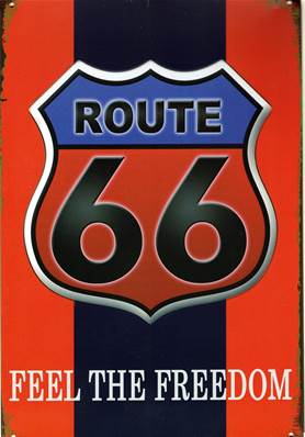 Plaque métal 20x30 vintage écusson "ROUTE 66".