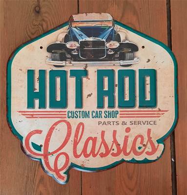 Plaque métal 30x30 vintage HOT ROD CLASSIC.