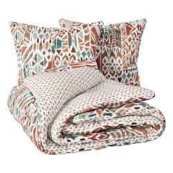 Housse de couette 2 personnes et taies d'oreiller 240X220 motif Mozaiques orientales