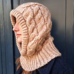 Cagoule tresse hivernale pour homme et femme Beige