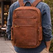 Sac à dos en cuir de buffle 41X33X15 cm