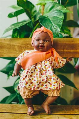 Poupée Africaine petit modèle bandeau orange 30 cm