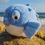 Peluche Poisson Diodon globe bleu 18cm