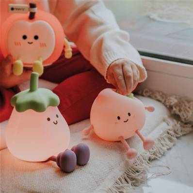Veilleuse enfant Pêche LED en silicone tactile USB