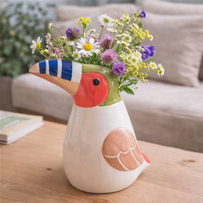 Vase Toucan aux ailes roses – 15 cm