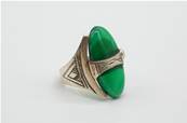 Bague touareg argent agathe ovale verte