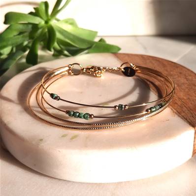Bracelet Semainier Multi-Rangs avec Perles de Turquoise d'Afrique,