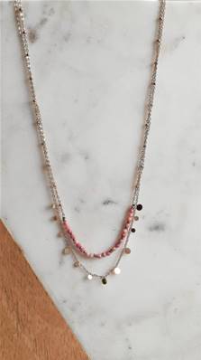 Collier petites pierres en rhodonite