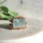 Bague "Amazone Royale" - Chevalière Moderne en Amazonite
