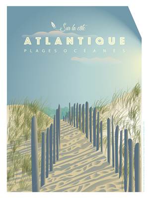 Affiche Océan Atlantique chemin bleu 30x40cm Plume09