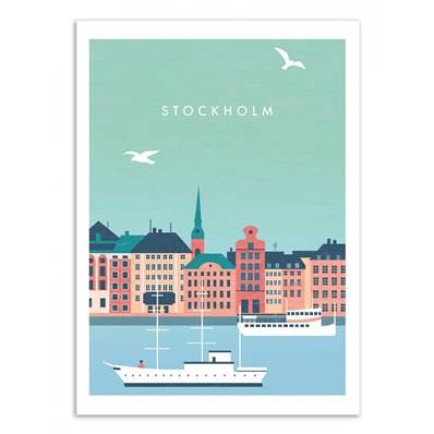 Affiche Stockholm Suède 50x70cm Katinka Reinke