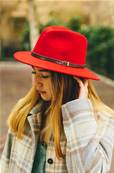 Chapeau laine feutrée d'Italie rouge