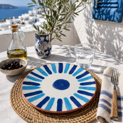 Lot de 2 assiettes grecques  bleu �g�e 19 cm