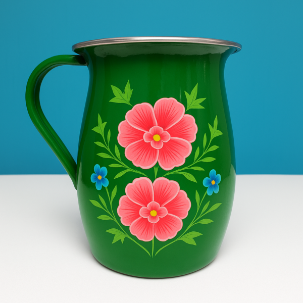 Pichet VERT inox peinte à la main 1,5l