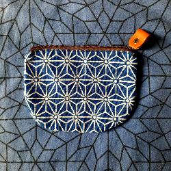 Porte monnaie indigo motif Hanabishi