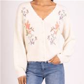 Veste brodée fleurs en point de croix