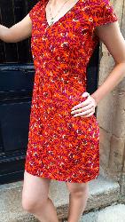 Robe courte Asako motif orange et rose