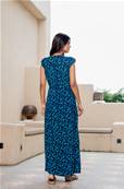 Robe longue AKEMI motif bleu et verts graphiques