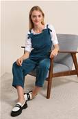Salopette velours bleu canard avec t-shirt – Taille unique