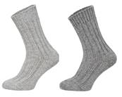 Chaussettes double Laine et Alpaga gris et gris foncé 35-38