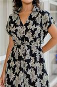 Robe longue manche courte motif floral KOJI
