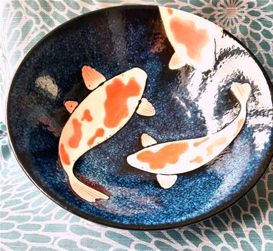 Saladier japonais carpe Koi 25,5 cm x 7,5 cm