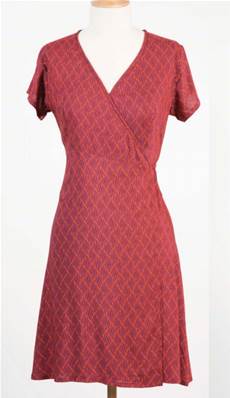 Robe courte cache coeur femme GEOMETRIQUE bordeaux taille M.