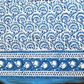Tenture indienne artisanale block print 150x225 cm – Bleu azur