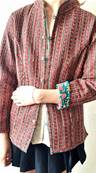 Veste indienne matelassée réversible Verte fleurs roses