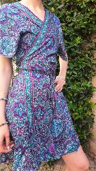 Robe cache cœur courte Violette motifs cachemire