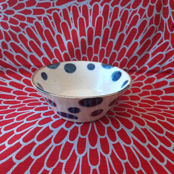 Bol japonais en grès pois bleu 11X4cm