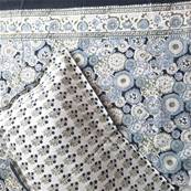 Tenture indienne block print 270x225 cm – Bleu nuit floral