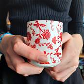 Set de 3 tasses à café “Shanghai” 12 cl – Motifs rouges d’inspiration asiatique