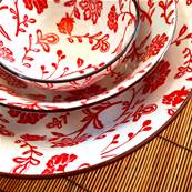 Saladier Fleurs rouges “Shanghai” 21 cm – Élégance florale et esprit asiatique