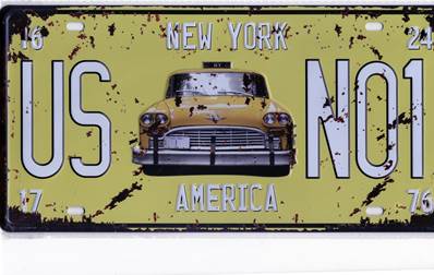 Plaque métal 15x30 vintage TAXI "NEW YORK".