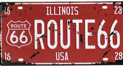 Plaque métal 15x30 vintage ROUTE 66 ILLINOIS rouge