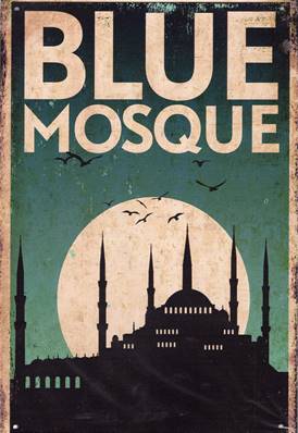 Plaque déco vintage MOSQUEE BLEUE ISTAMBUL