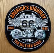 Ecusson brodé thermique de biker AMERICA'S HIGHWAY R66 25X23CM