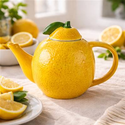 Théière citron en grès céramique avec couvercle