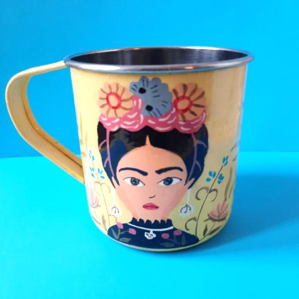 Mug inox jaune Frida 9 cm