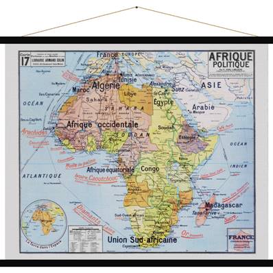 Reproduction carte scolaire continent Africain 1900