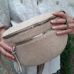 Sac banane double velour cotelé beige