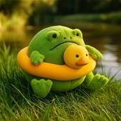 Peluche Jellycat Grenouille avec sa bouée - Ricky Rain Frog Rubber Ring