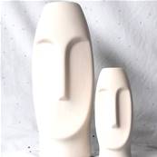 Vase visage stylisé blanc 13.5cm