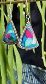 Boucles d'oreilles ethniques du Tibet triangle turquoise 1