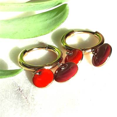 Boucles d'oreilles Dorées "Rouge Passion" - Émail à Froid