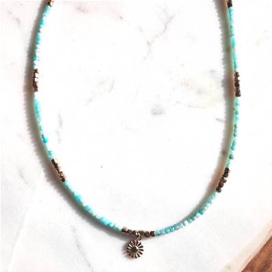 Collier "Rêves d'Amazonie" - Amazonite avec Perles Dorées